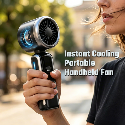 🌪️ Portable High-Speed Handheld Fan with Ice Cooler – ❄️Ultra Powerful Rechargeable Cooling Fan for Instant Summer Relief -FX