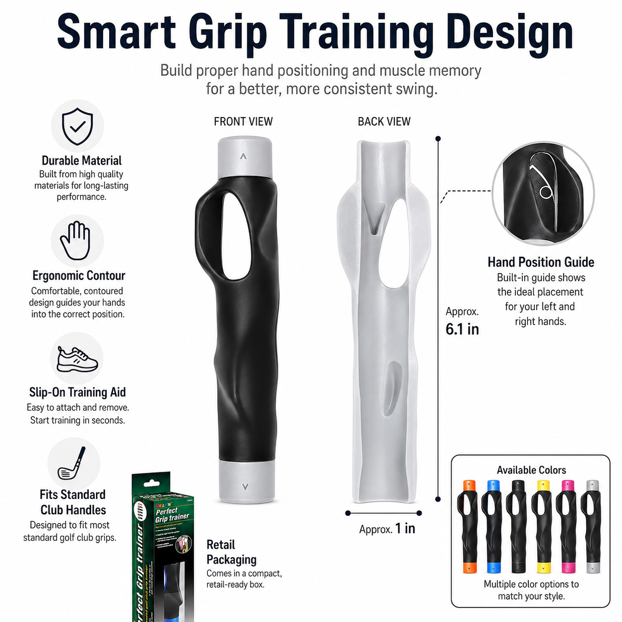 🏌️ Golf Grip Hand Position Corrector | A simple golf club grip training aid designed to help guide hand placement during practice - DW