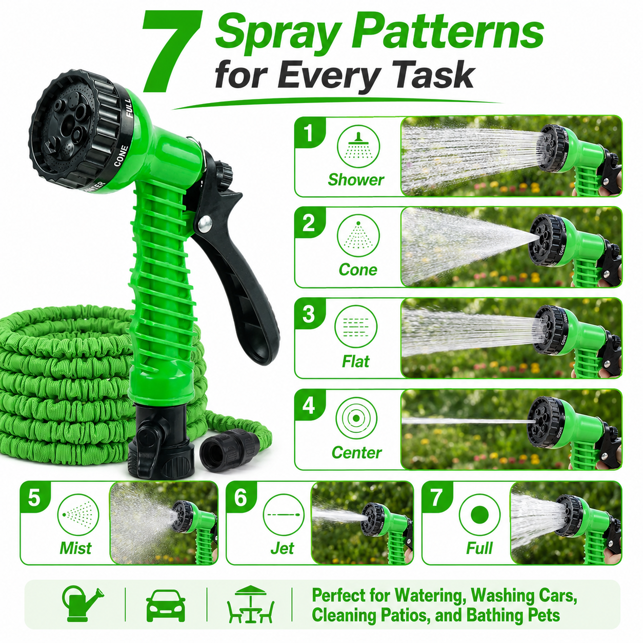 💦 Multi-Purpose High-Pressure Water Gun | Green outdoor water spray tool | Watering and Cleaning - DW