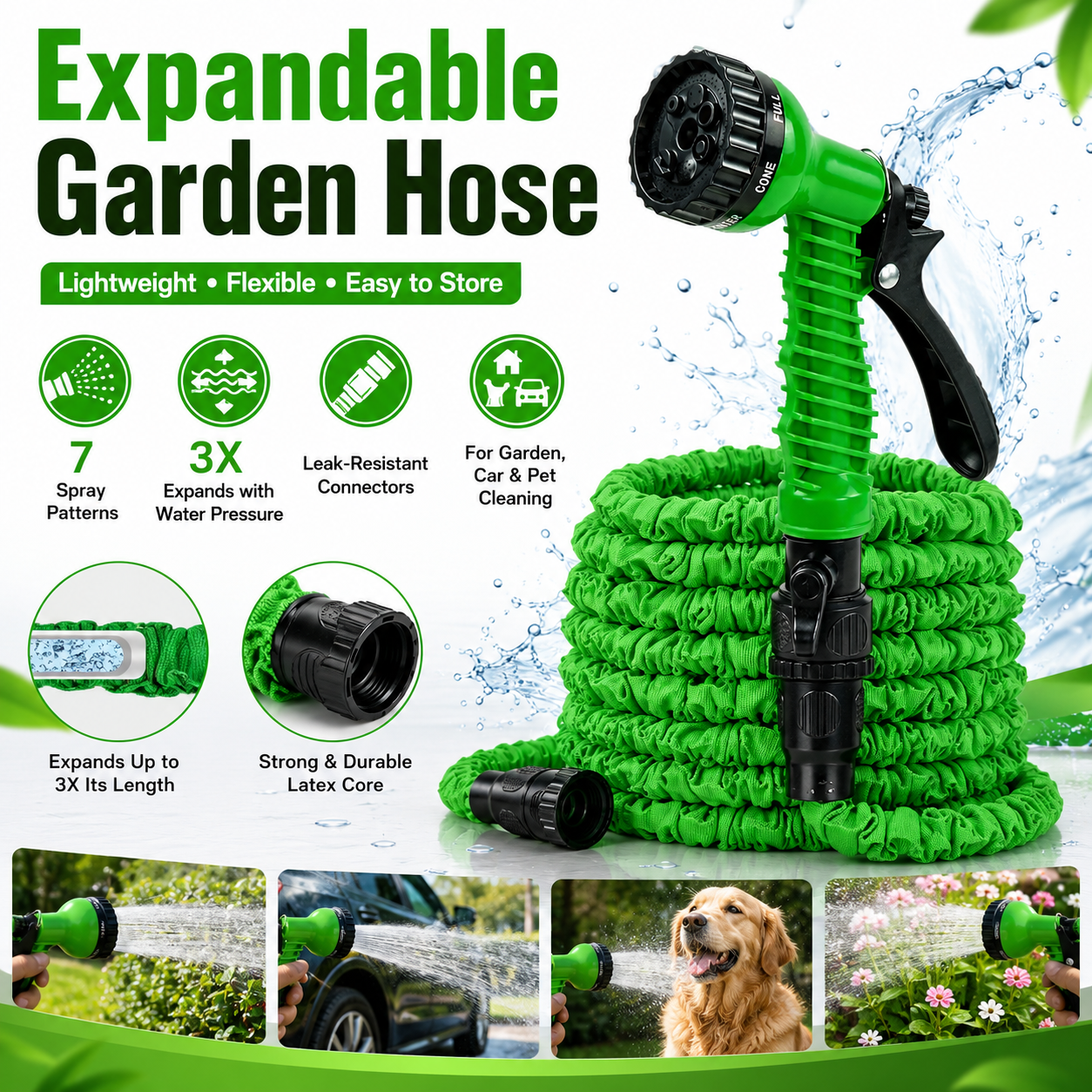 💦 Multi-Purpose High-Pressure Water Gun | Green outdoor water spray tool | Watering and Cleaning - DW
