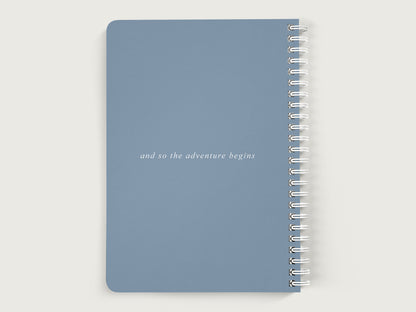 Personalized Notebook for Men, Dusty Blue Journal No Lines, Custom Journal Cover, Lined Unlined Spiral Soft Cover Spiral Book, Design #104