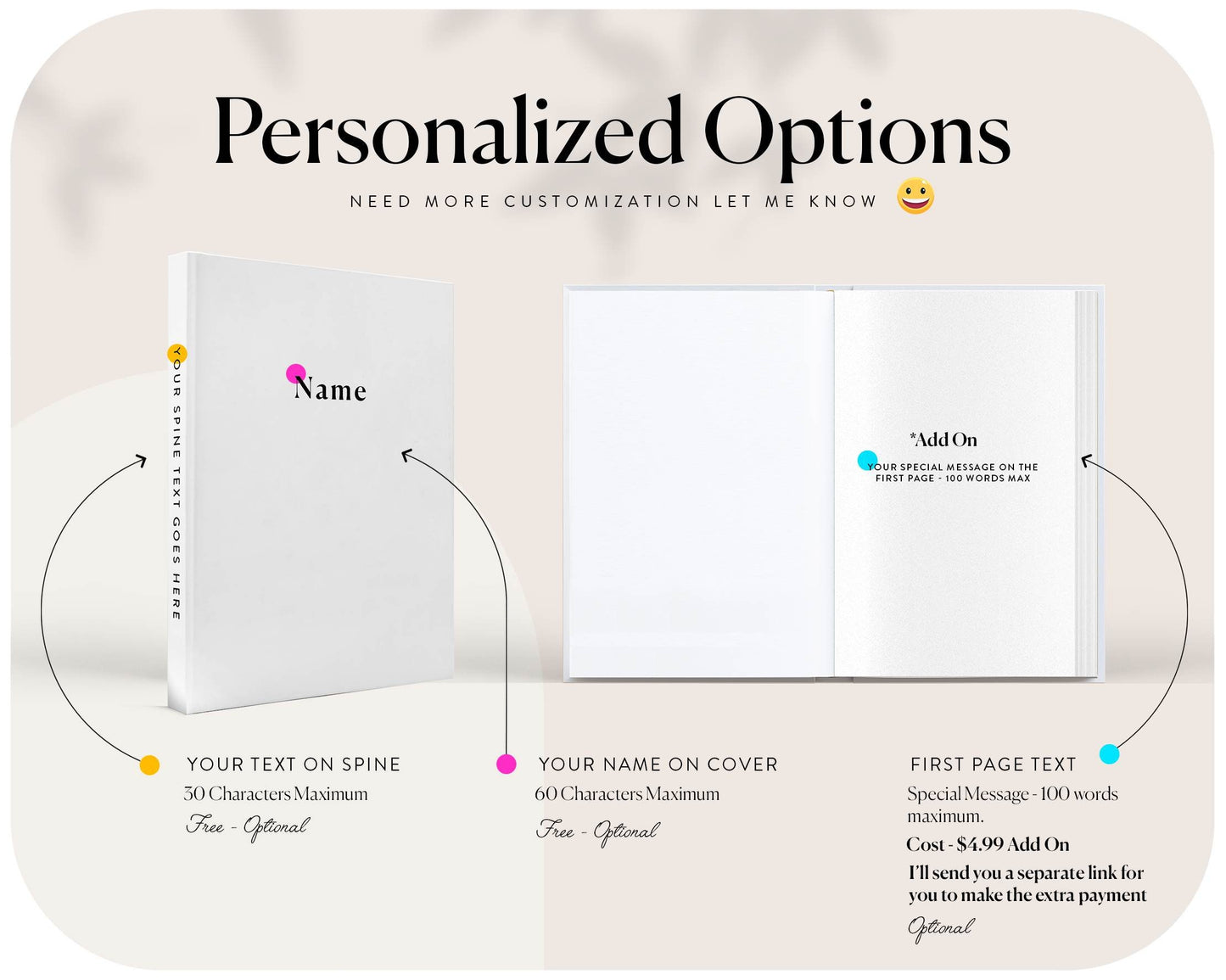 Minimalist Personalized Journal Notebook, Custom Hardcover Journal, Elegant and Stylish Personalized Gift, Perfect Customizable Notebook