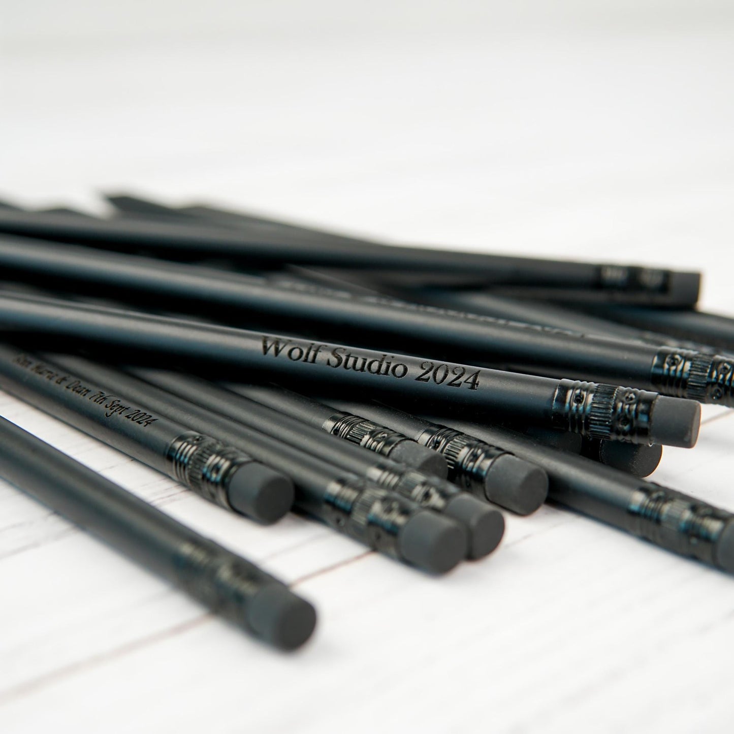 Custom Black Pencils Set, Engraved Pencils, Customized Bulk Pencils, Personalized Wedding Favors for Guests, Save The Date Pencils