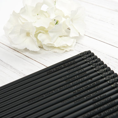 Custom Black Pencils Set, Engraved Pencils, Customized Bulk Pencils, Personalized Wedding Favors for Guests, Save The Date Pencils