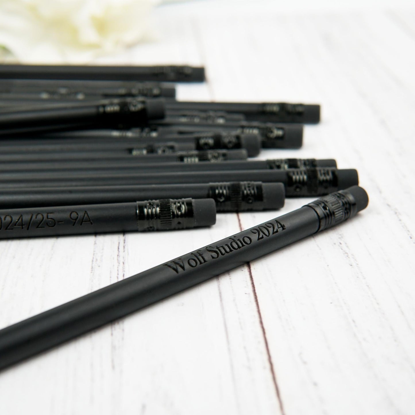 Custom Black Pencils Set, Engraved Pencils, Customized Bulk Pencils, Personalized Wedding Favors for Guests, Save The Date Pencils