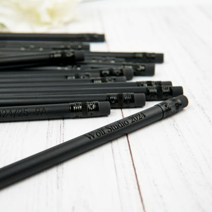 Custom Black Pencils Set, Engraved Pencils, Customized Bulk Pencils, Personalized Wedding Favors for Guests, Save The Date Pencils