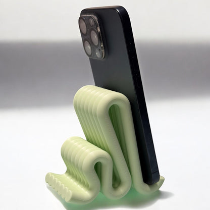 Modern Phone Stand – Minimalist Wave Design Desk Holder for Smartphone, Stylish 3D Printed Organizer for Office, Home Decor Gift Idea