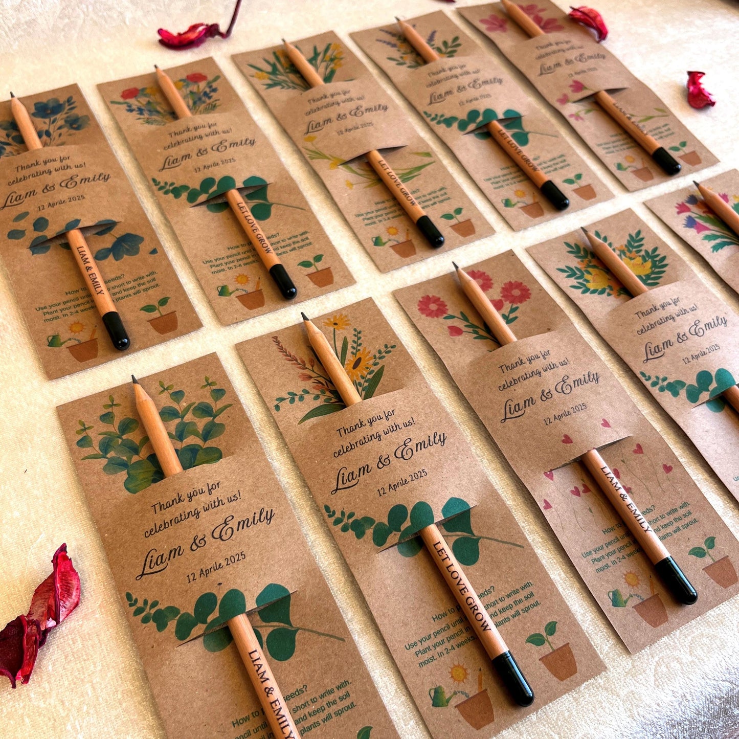 Personalized Seed Pencil with Custom Name | Plantable Wedding Favor | Eco Friendly Party Gift
