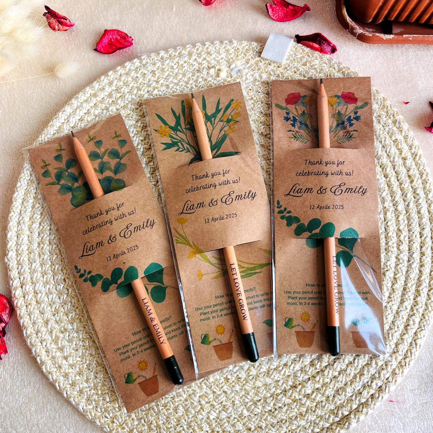 Personalized Seed Pencil with Custom Name | Plantable Wedding Favor | Eco Friendly Party Gift