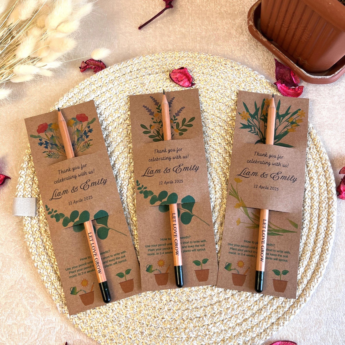 Personalized Seed Pencil with Custom Name | Plantable Wedding Favor | Eco Friendly Party Gift