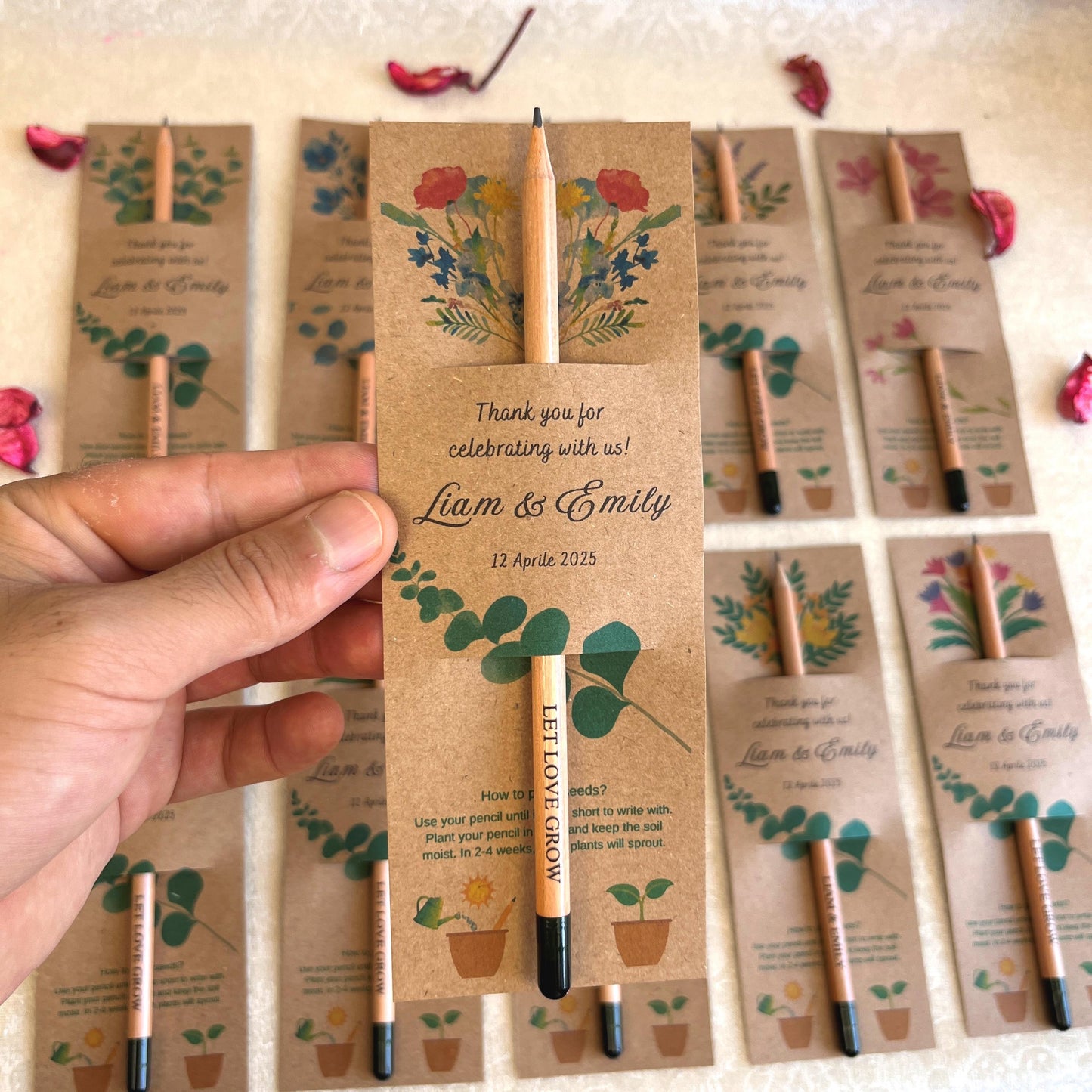Personalized Seed Pencil with Custom Name | Plantable Wedding Favor | Eco Friendly Party Gift
