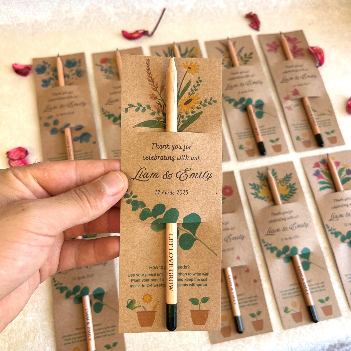 Personalized Seed Pencil with Custom Name | Plantable Wedding Favor | Eco Friendly Party Gift
