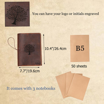 Personalized Leather B5 Size Journal for women, Custom Refillable Planner B5 7 x 10 inch, Gift For Her, T01-LJB5C